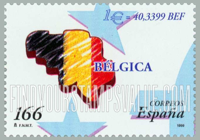 FindYourStampsValue: Introduction of the Euro: Map Belgium