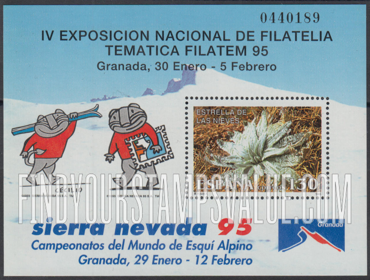 FindYourStampsValue: SIERRA NEVADA β95, Granada, Illustration reduced: White star flower
