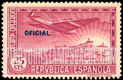 FindYourStampsValue: Air Post Official: Pan-American Postal Union Congress, Plane and Royal Palace, Madrid