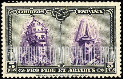 FindYourStampsValue: Semi-Postal: Catacombs Restoration, Santiago, Pope Pius XI and King Alfonso XIII
