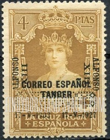 FindYourStampsValue: Semi-Postal: Coronation Silver Jubilee, On Spanish Tangier, Queen Victoria Eugénia