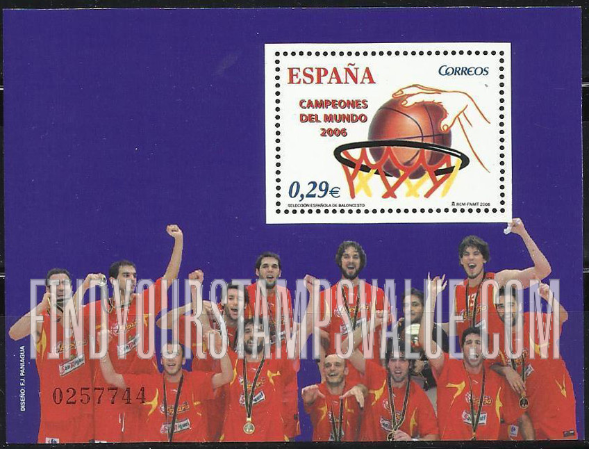 FindYourStampsValue: Victory of Spanish Team at 2006 World Basketball Championships