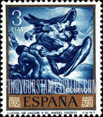 FindYourStampsValue: Sert Paintings: Jacob Wrestling with the Angel