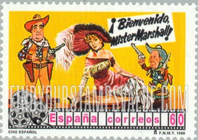 FindYourStampsValue: Spanish Motion Pictures, Centenary: Poster for 1952 motion picture, “Bienvenido, Mister Marshall”
