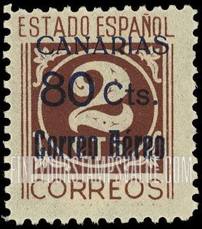 FindYourStampsValue: Revolutionary Overprints, Nationalist (Revolutionary) Forces, Canary Islands Air Post, Use via the Lufthansa Service: “Estado Espanol”