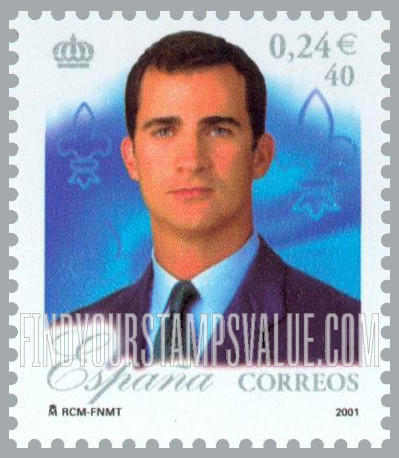 FindYourStampsValue: King Juan Carlos, 25th Anniversary of Reign: Crown Prince Felipe