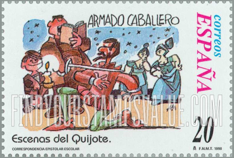 FindYourStampsValue: Letter Writing, Scenes from “Don Quixote”: “Armado caballero”