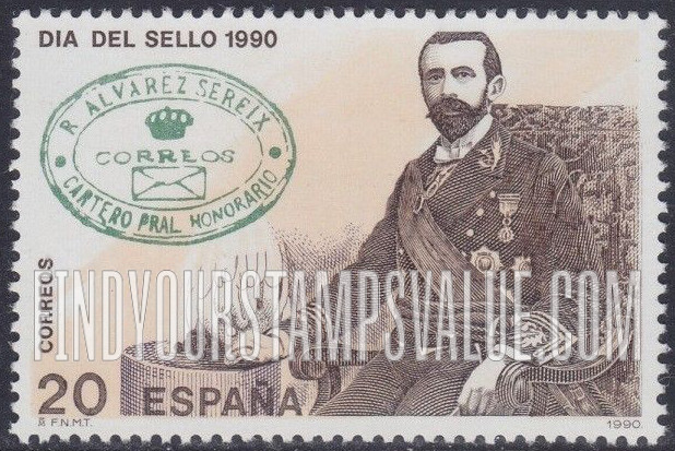 FindYourStampsValue: Honorary Postman Rafael Alvarez Sereix and Cancel