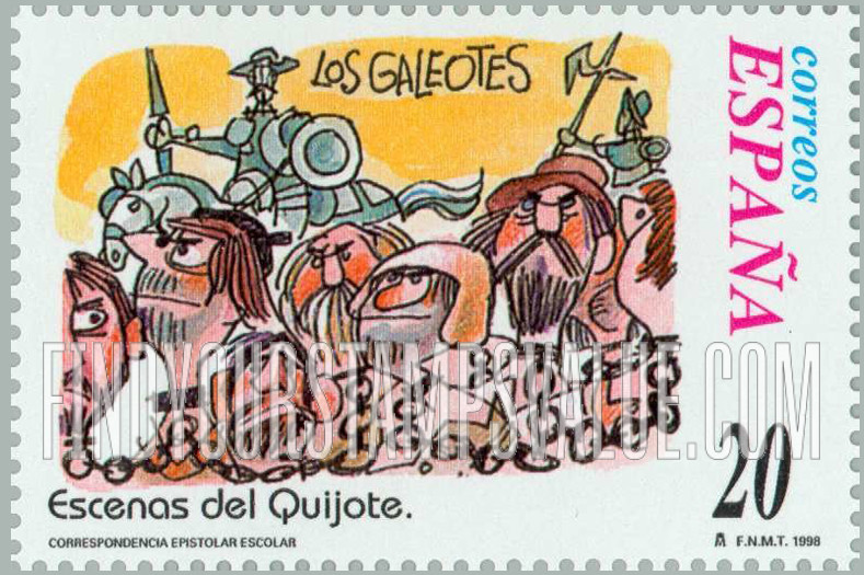 FindYourStampsValue: Letter Writing, Scenes from “Don Quixote”: “Los galeotes”