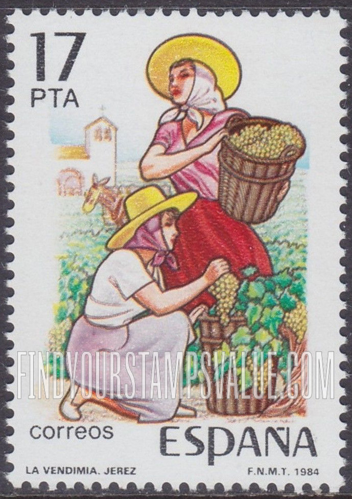 FindYourStampsValue: Jerez Vintage Feast: Women picking grapes