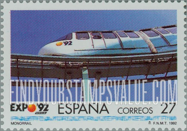 FindYourStampsValue: Expo β92, Seville: Monorail train