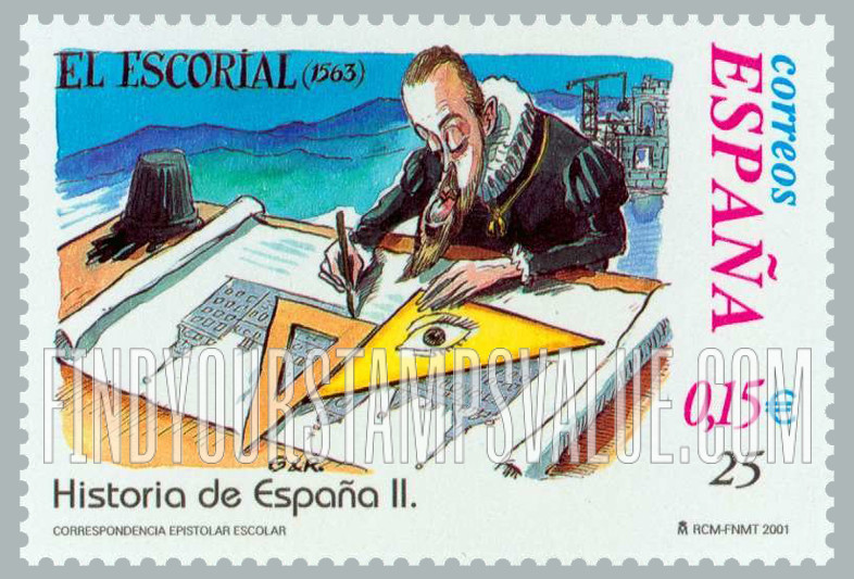 FindYourStampsValue: Letter Writing Type of 1998: Start of construction of El Escoríal Monastery, 1563