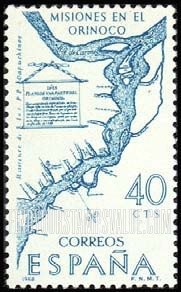 FindYourStampsValue: Builders of the New World: Map of Capuchin Missions along Orinoco River, 1732