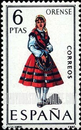 FindYourStampsValue: Regional Costumes Issue: Woman from Orense