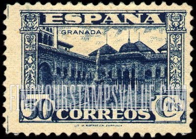 FindYourStampsValue: Court of Lions, Alhambra at Granada