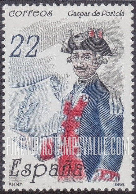 FindYourStampsValue: Caspar de Portola y Rovira (1717-1786), Pioneer of California
