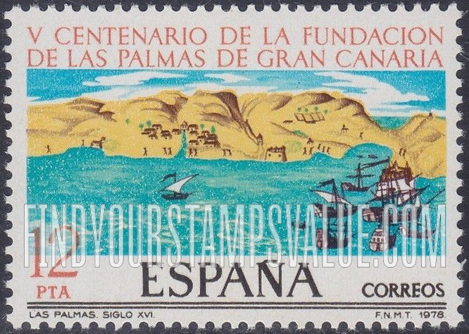 FindYourStampsValue: View of Las Palmas, 16th century