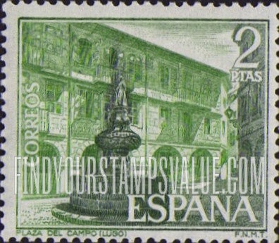 FindYourStampsValue: Plaza del Campo and fountain, Lugo
