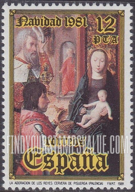 FindYourStampsValue: Christmas 1981: Adoration of the Kings, Cervera de Pisuerga, Palencia
