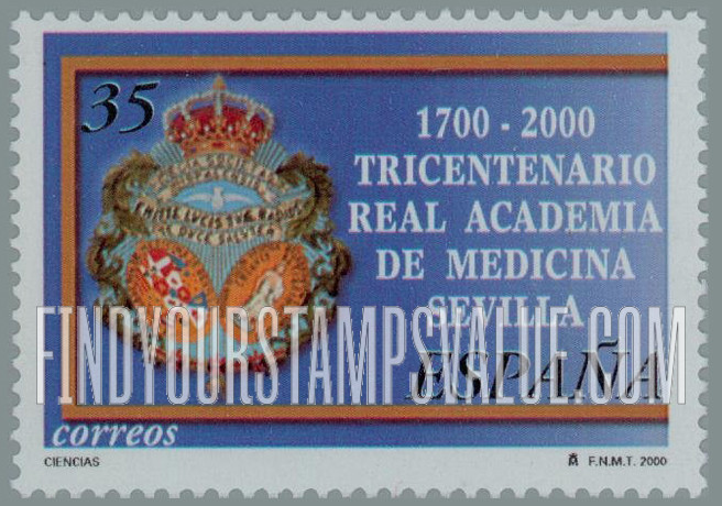 FindYourStampsValue: Royal Academy of Medicine, Seville, 300th Anniversary