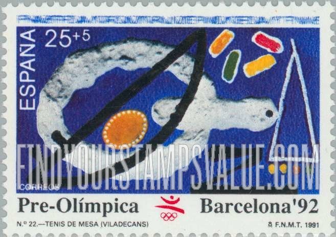 FindYourStampsValue: Semi-Postal: 1992 Summer Olympics, Barcelona, Table tennis