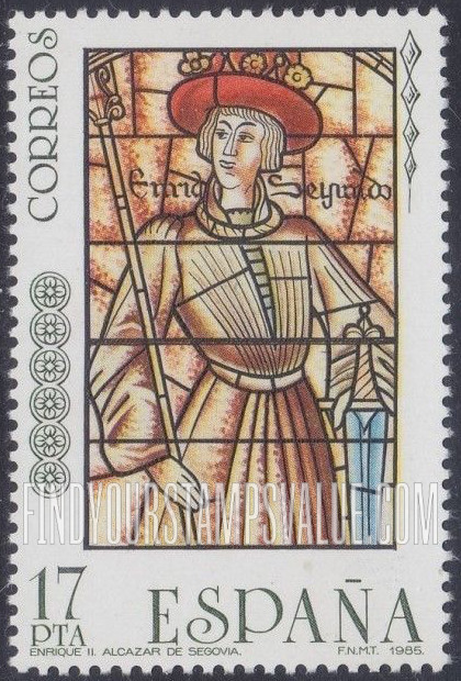 FindYourStampsValue: Stained glass windows: King Henry II of Castile, Alcazar of Segovia