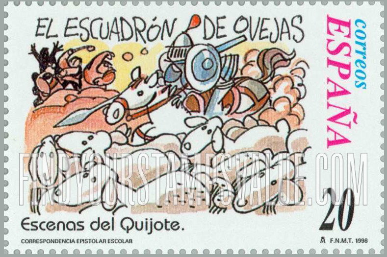 FindYourStampsValue: Letter Writing, Scenes from “Don Quixote”: “El escuadrón de ovejas”