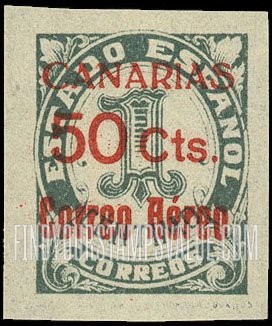 FindYourStampsValue: Revolutionary Overprints, Nationalist (Revolutionary) Forces, Canary Islands Air Post, Use via the Lufthansa Service: “Estado Espanol”