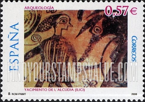 FindYourStampsValue: Archaeology: Art on vase from L’Alcudia archaeological site