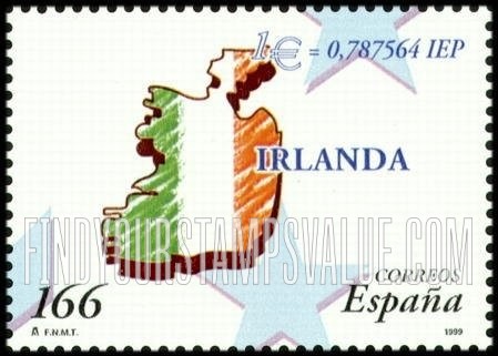 FindYourStampsValue: Introduction of the Euro: Map Ireland