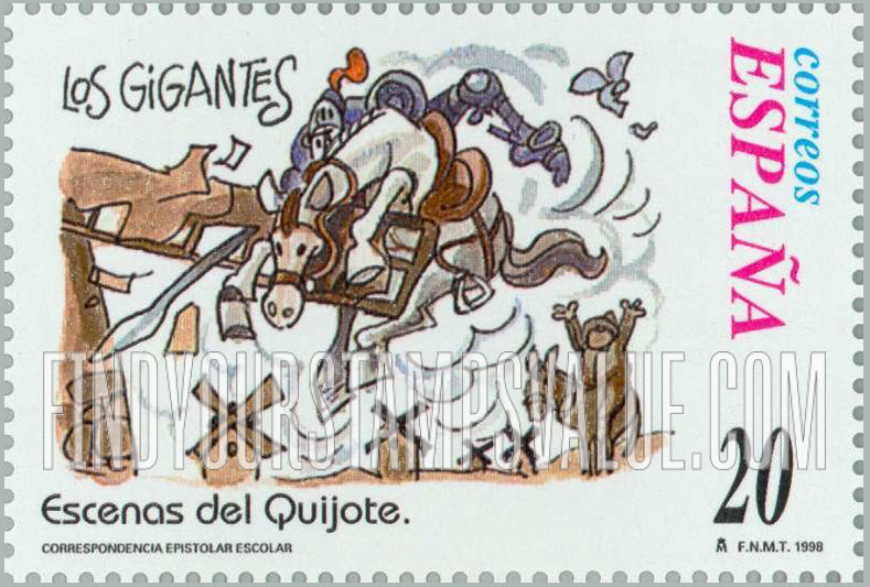 FindYourStampsValue: Letter Writing, Scenes from “Don Quixote”: “Los gigantes”