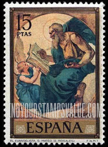 FindYourStampsValue: Stamp Day (Eduardo Rosales, 1836-73, Paintings): St. Matthew