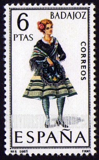 FindYourStampsValue: Regional Costumes Issue: Woman from Badajoz