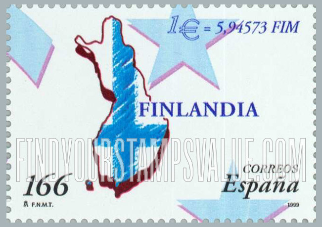 FindYourStampsValue: Introduction of the Euro: Map Finland