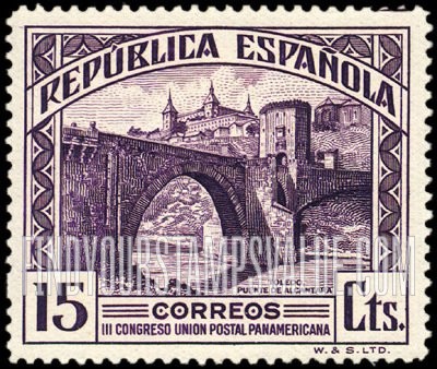 FindYourStampsValue: Alcántara Bridge and Alcazar, Toledo