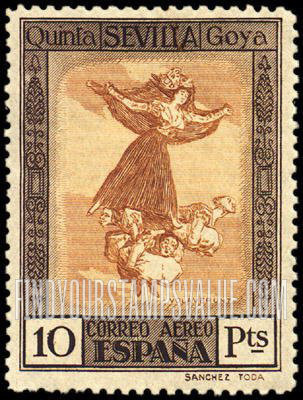 FindYourStampsValue: Air Post: Goya, Fantasy of Flight