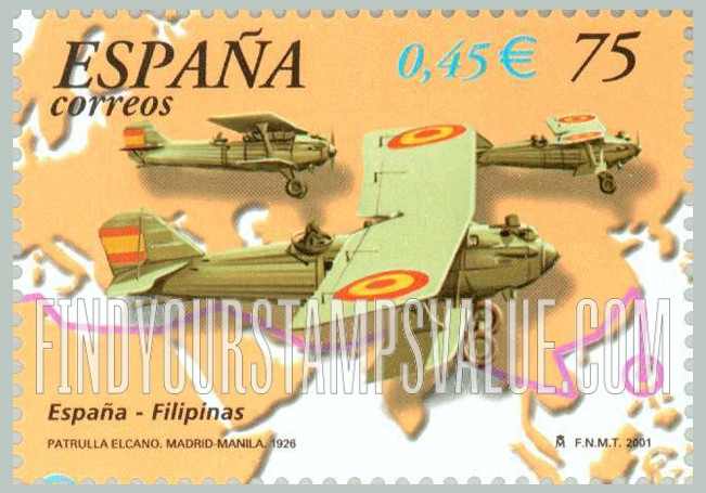 FindYourStampsValue: First Flights, 75th Anniversary: Spain-Philippines