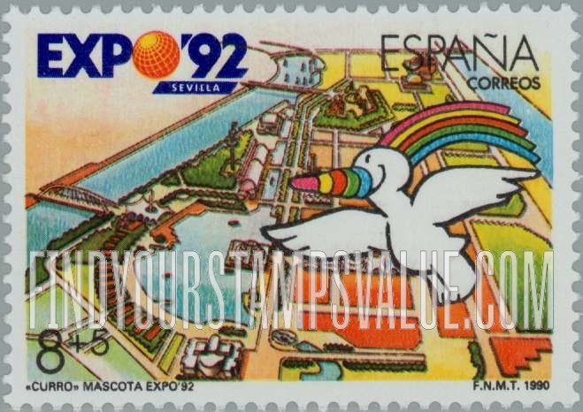 FindYourStampsValue: Semi-Postal: EXPO β92, Seville, Curro, the character trademark, and symbols of development in Spain
