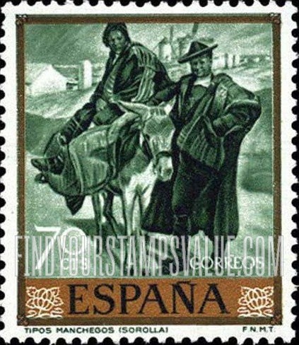 FindYourStampsValue: Sorolla Paintings: Man and Woman from La Mancha