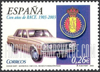 FindYourStampsValue: Royal Automobile Club of Spain, Centenary: 1967 Dodge Dart Barreiros