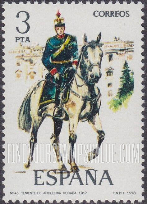 FindYourStampsValue: Uniforms: Mounted artillery lieutenant, 1912