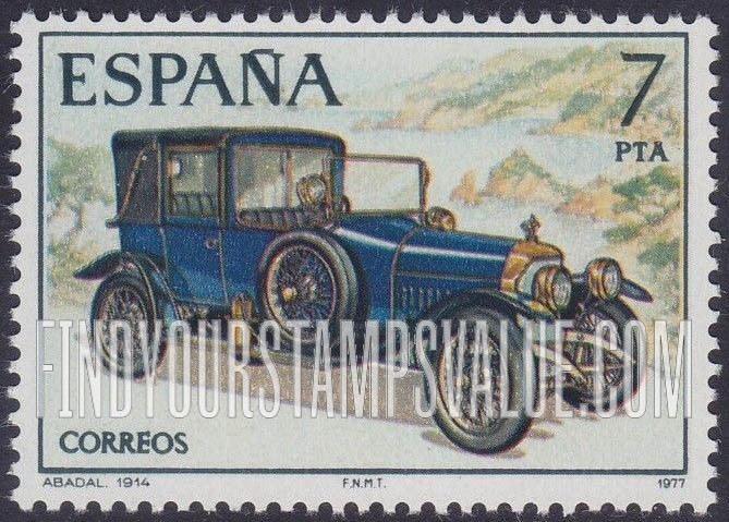 FindYourStampsValue: Spanish Pioneer Automobiles: Abadal, 1914