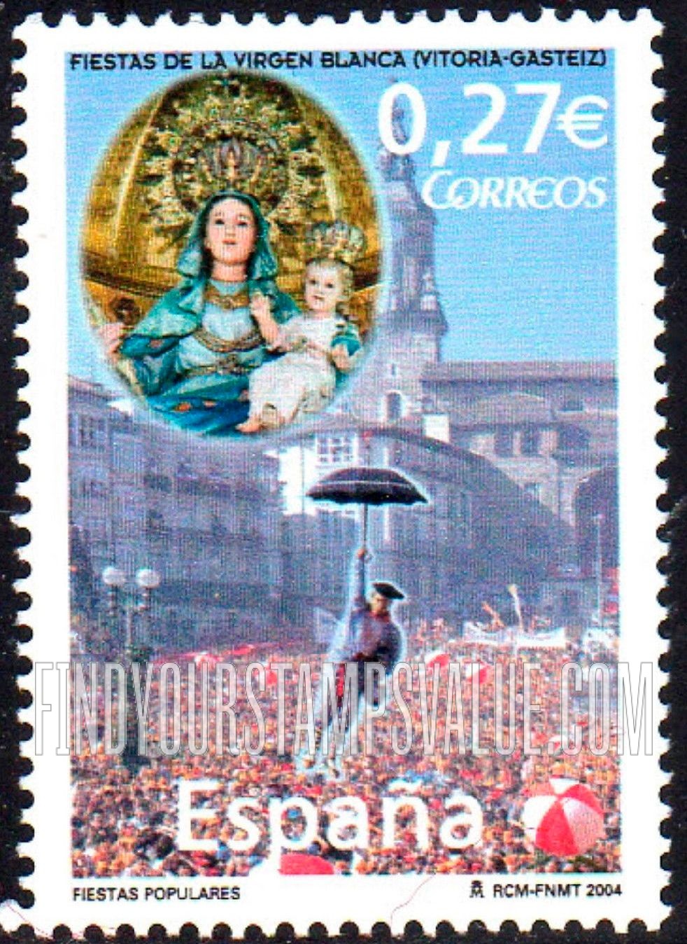 FindYourStampsValue: Our Lady of the Snows Festival, Vitoria-Gasteiz, 50th Anniversary