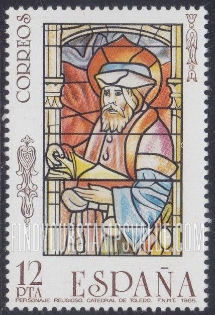 FindYourStampsValue: Stained glass windows: Monk, by Peter Boniface, Toledo Cathedral