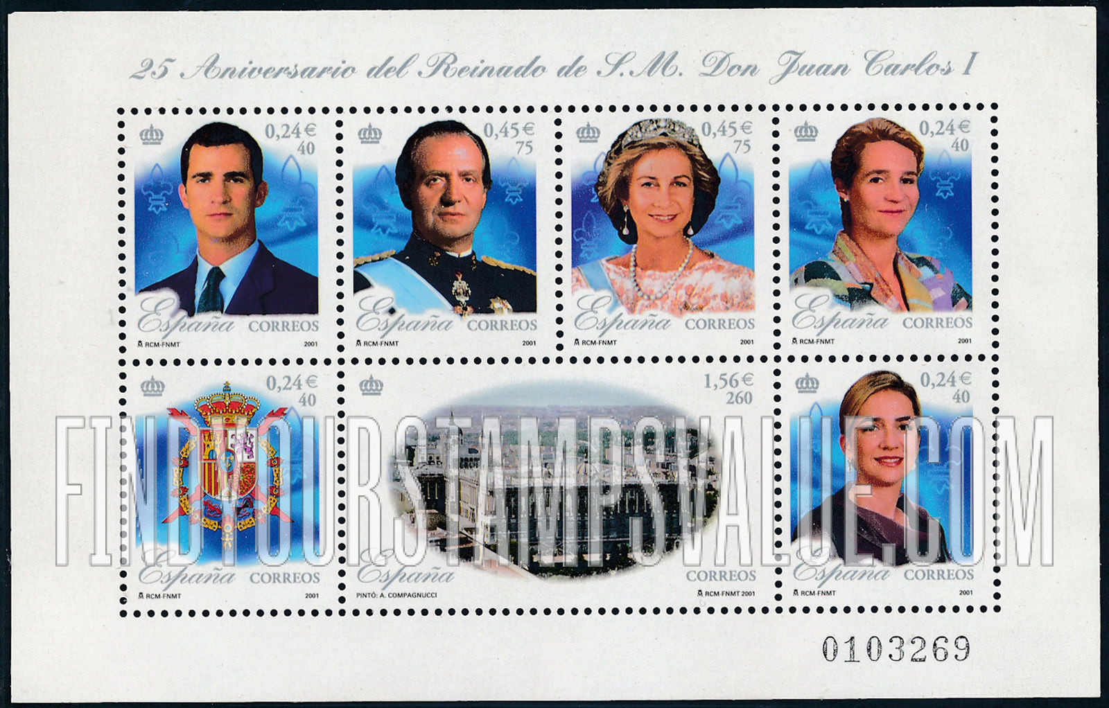 FindYourStampsValue: King Juan Carlos, 25th Anniversary of Reign