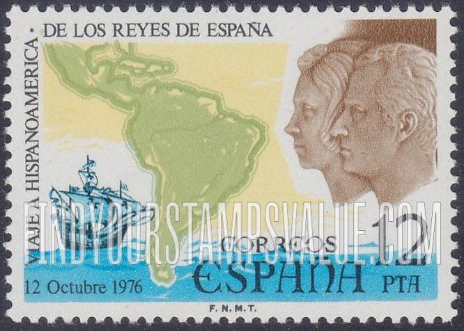 FindYourStampsValue: Map of South and Central America, Santa Maria, King and Queen