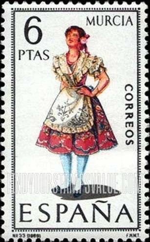 FindYourStampsValue: Regional Costumes Issue: Woman from Murcia