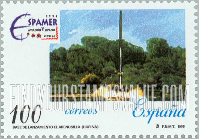 FindYourStampsValue: Espamer β96 Philatelic Exhibition, World Aviation and Space Exposition: Rocket launch