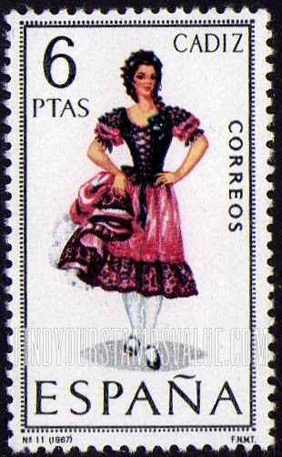 FindYourStampsValue: Regional Costumes Issue: Woman from Cadiz