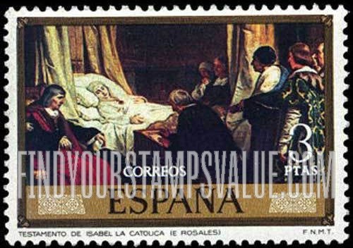 FindYourStampsValue: Stamp Day (Eduardo Rosales, 1836-73, Paintings): The Last Will of Isabella the Catholic